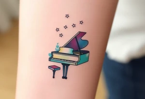 Grand piano under stars tattoo idea