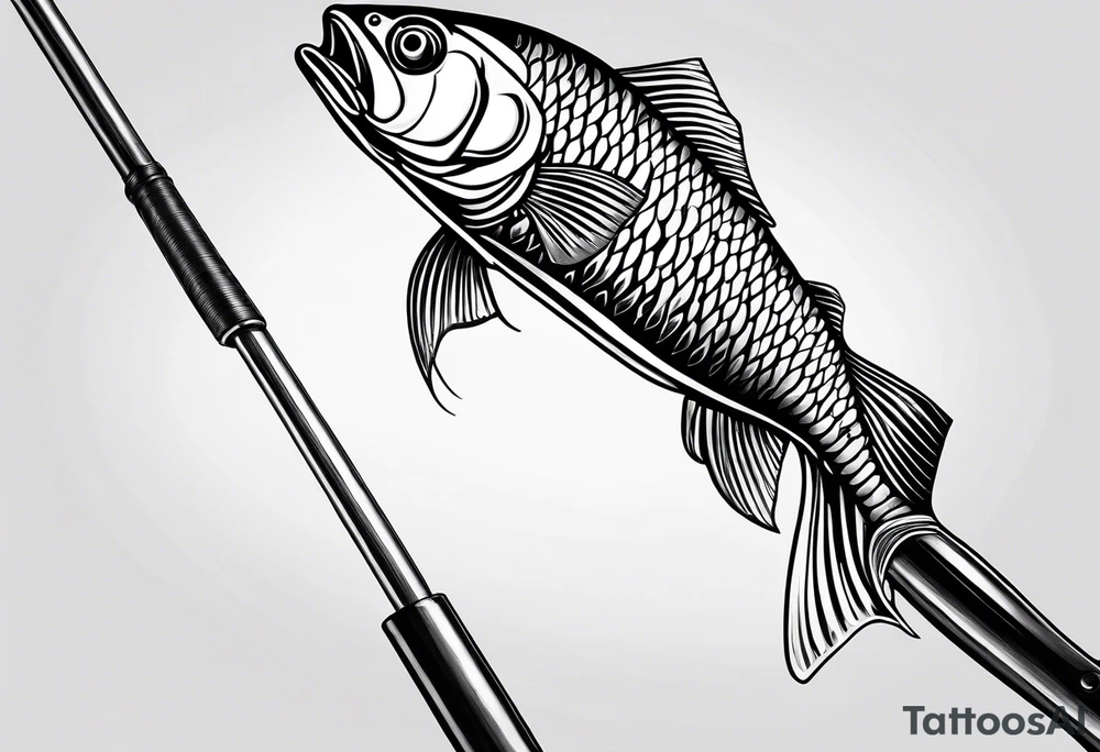 Fishing pole with memorium of a friend tattoo idea