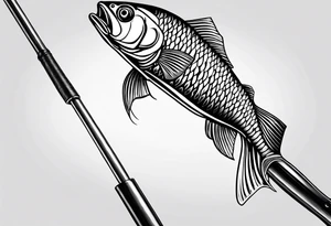 Fishing pole with memorium of a friend tattoo idea