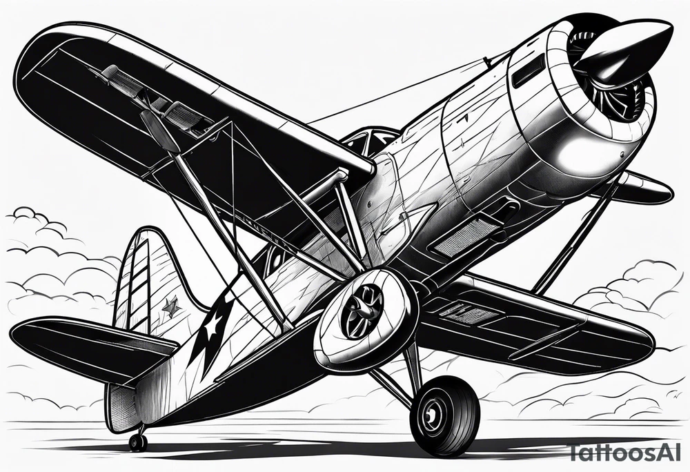sketch of adventure plane in perspective from the bottom tattoo idea