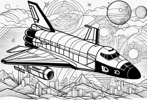 black and white space shuttle tattoo idea