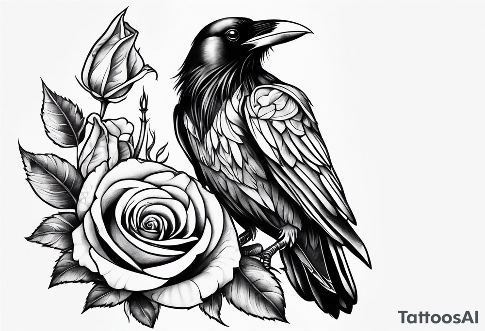 Raven holding  rose    arm tattoo tattoo idea