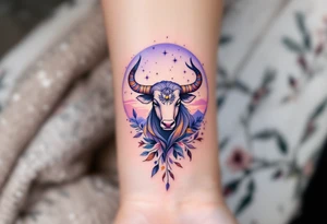 Under a lilac twilight, Taurus rises strong and steady, its constellation a symbol of patience. tattoo idea