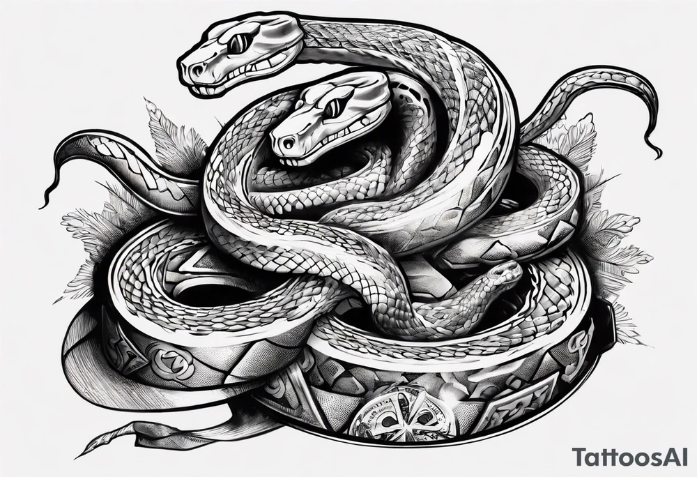 snake choking dollars tattoo idea