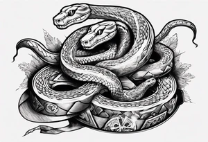snake choking dollars tattoo idea