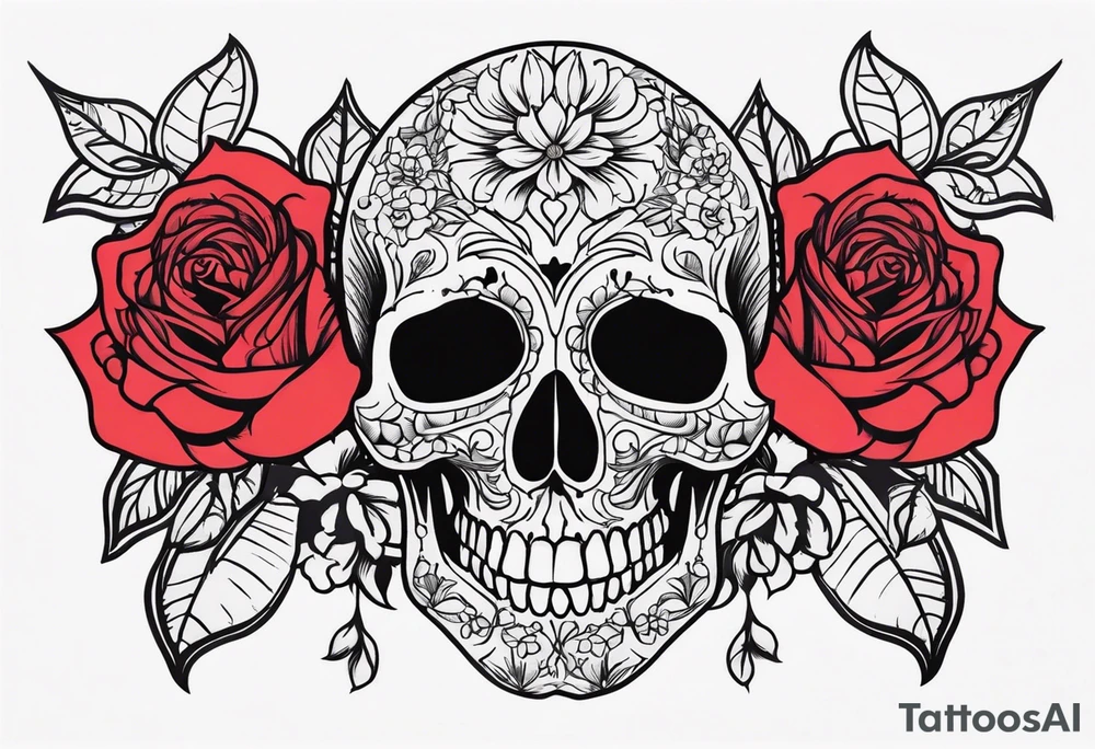 skull and roses tattoo idea