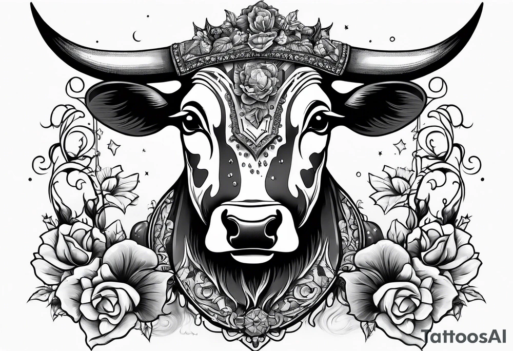 a cow in a ghost halloween costume tattoo idea