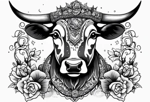 a cow in a ghost halloween costume tattoo idea