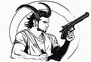capricorn man with gun tattoo idea