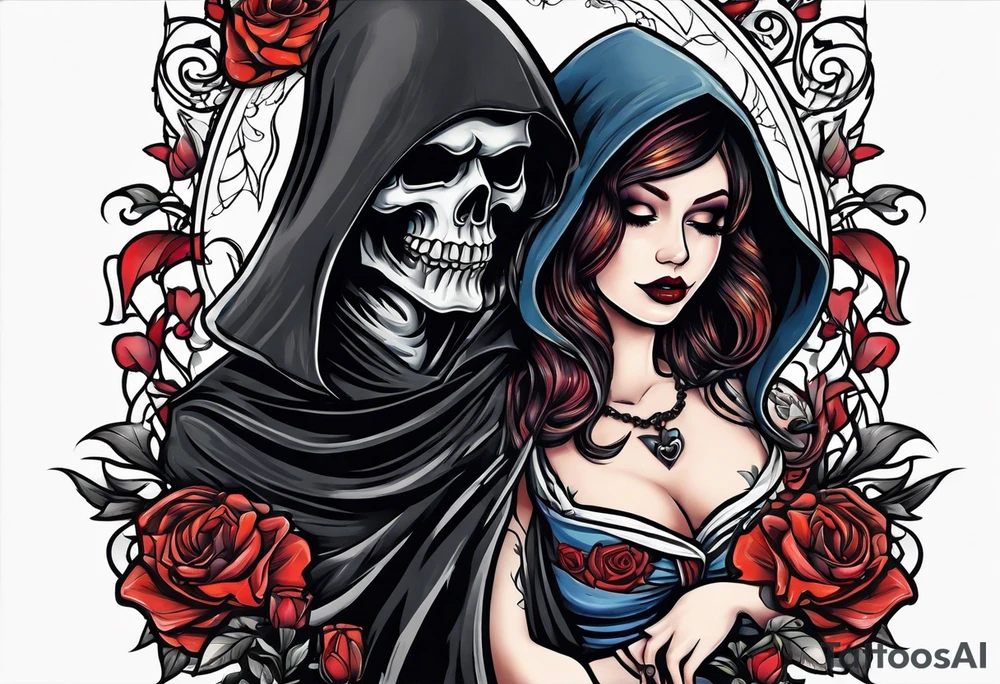 Grim reaper falls in love with human girl tattoo idea