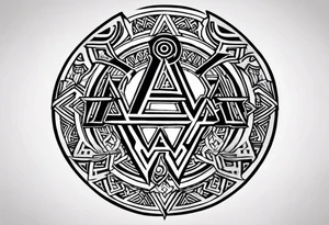 Valhalla  round shield axe
Valknut sword tattoo idea