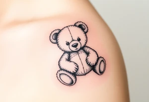 realistic teddy bear tattoo idea