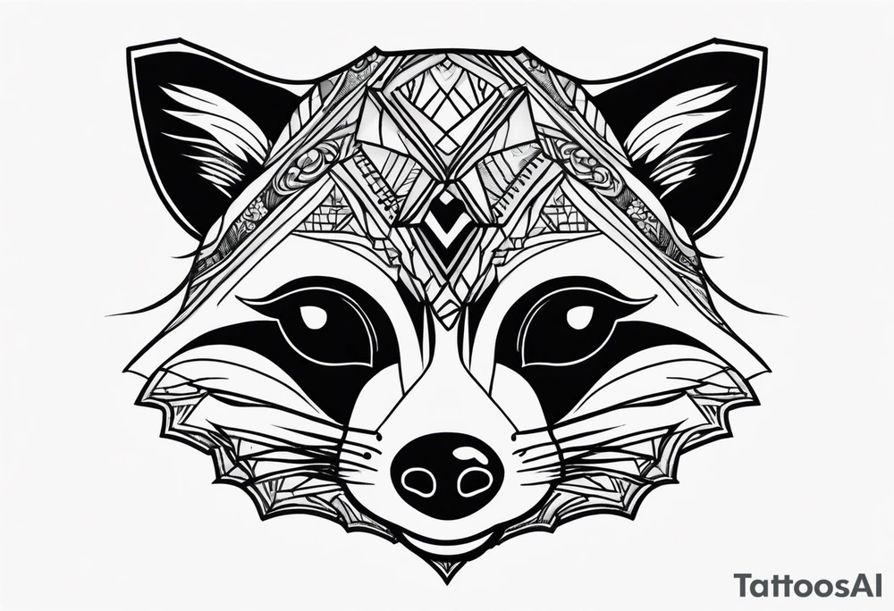 Cute raccoon with a mask tattoo idea