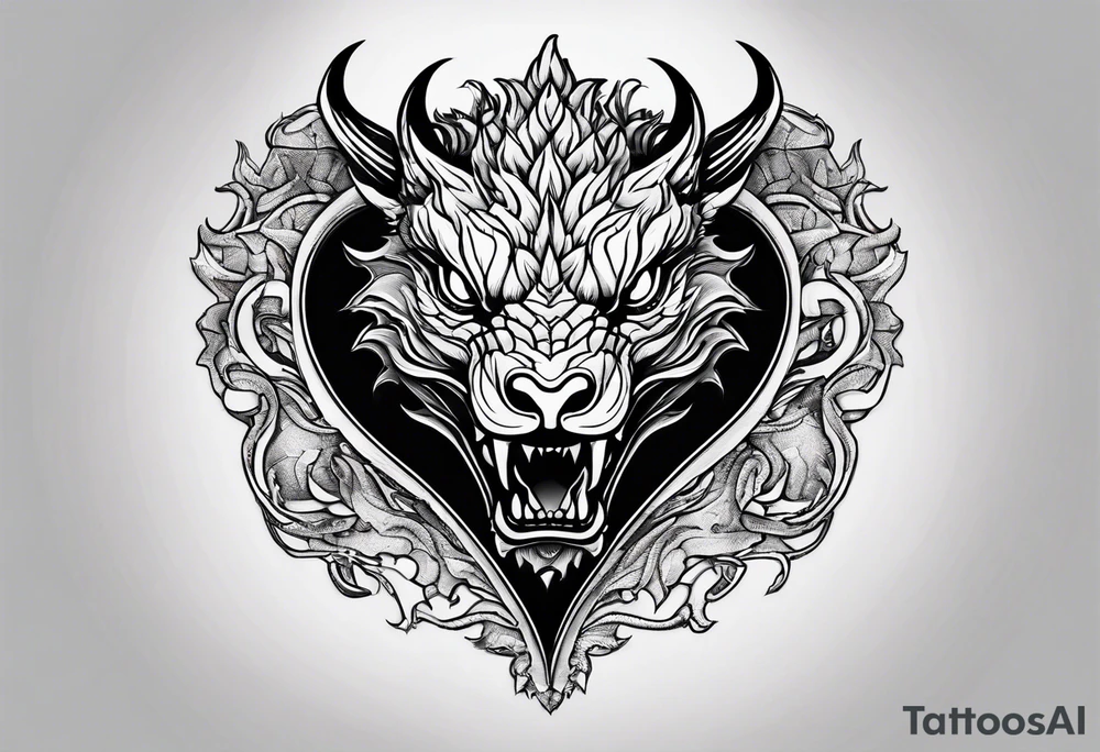 Realistic heart with a dragon tattoo idea