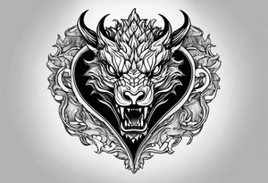 Realistic heart with a dragon tattoo idea