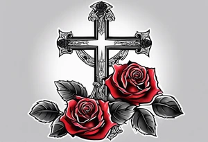 Roses wrapped around a cross tattoo idea