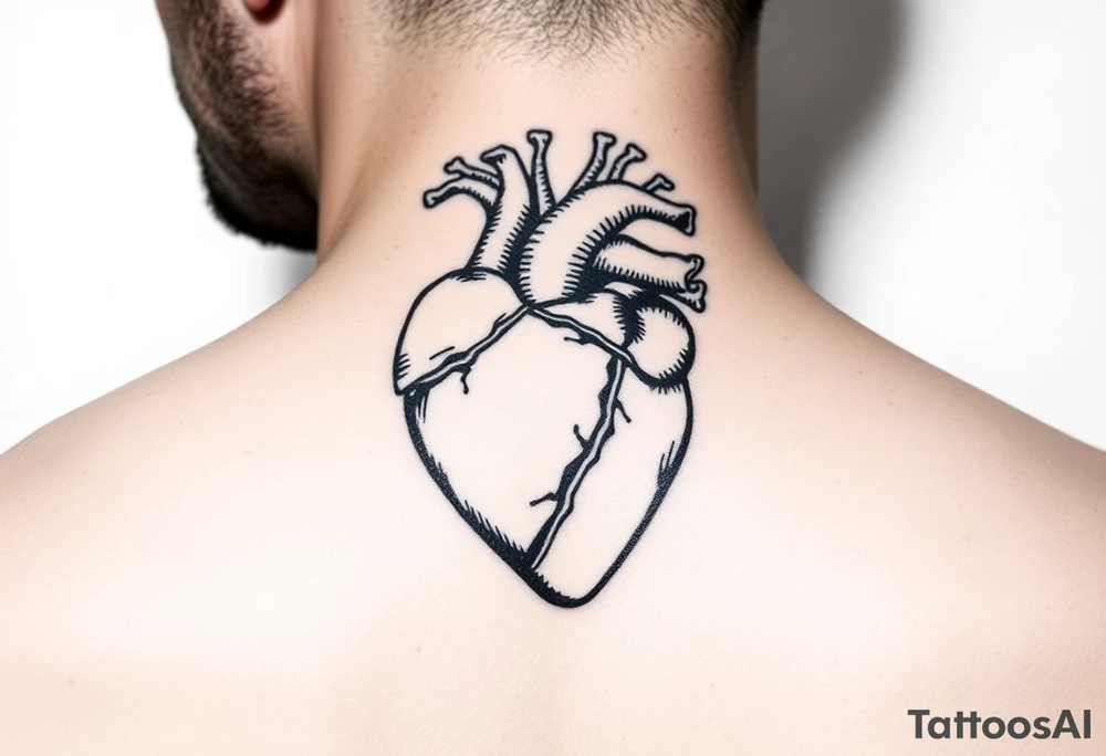 woodcut realistic heart tattoo tattoo idea