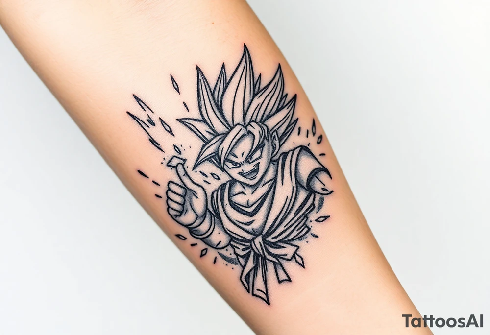 legendary dragonball z scene with energy aura and power effects tattoo idea