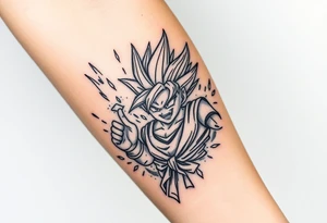 legendary dragonball z scene with energy aura and power effects tattoo idea