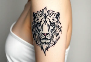 Lion face tattoo idea