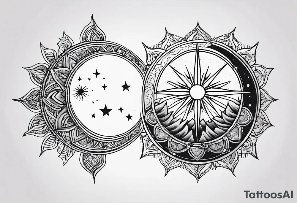 Moon and sun tattoo idea