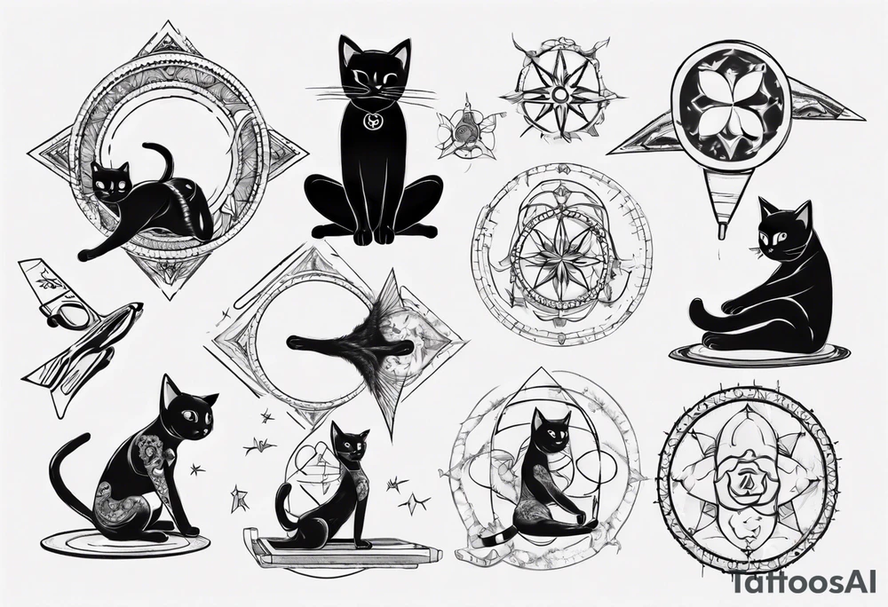 Cat doing yoga on a plane tattoo idea