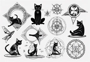 Cat doing yoga on a plane tattoo idea