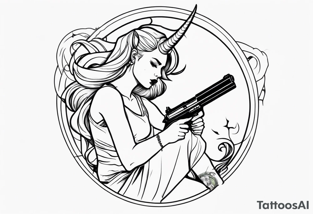 capricorn girl with gun tattoo idea