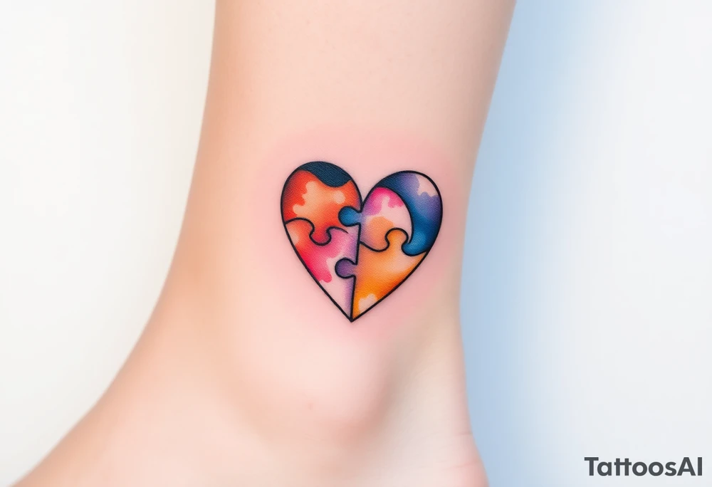 autism heart puzzle shape symbol tattoo idea