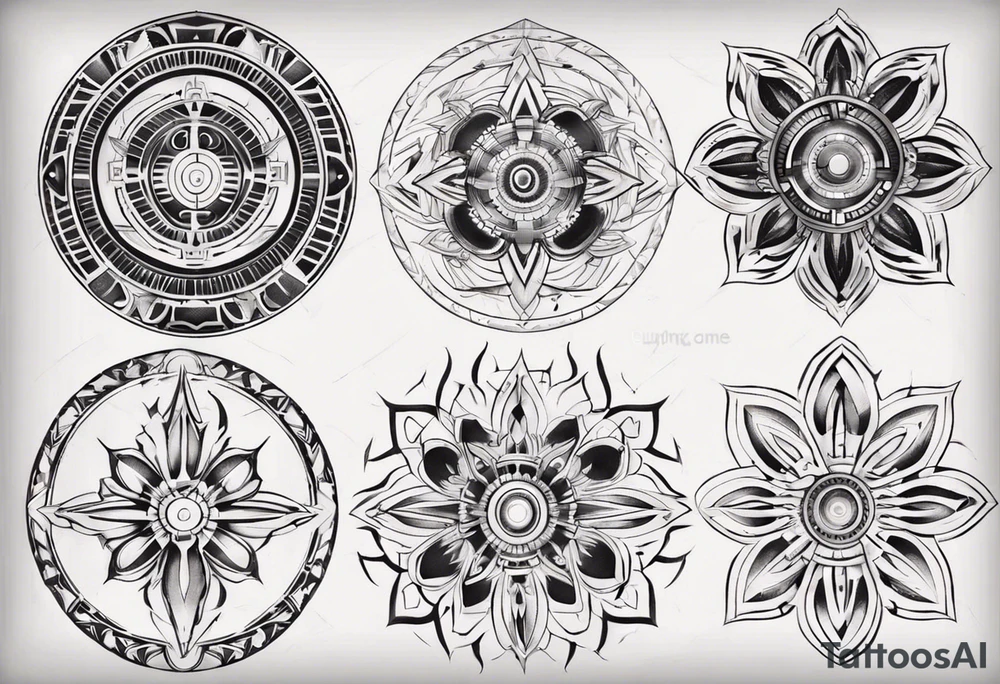 Make a mandala with a futuristic look tattoo idea