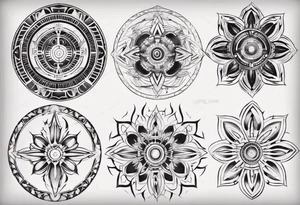 Make a mandala with a futuristic look tattoo idea