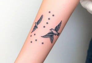 birds flying to the stars tattoo idea