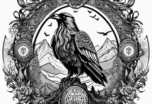 odin and his ravens on Yggdrasil tattoo idea