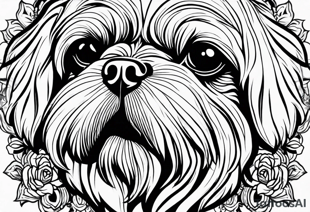 The contour of the face of a pekingese with shih tzu mixed race god. Nothing besides the face. As minimalist as possible. More minimalist! tattoo idea