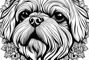The contour of the face of a pekingese with shih tzu mixed race god. Nothing besides the face. As minimalist as possible. More minimalist! tattoo idea