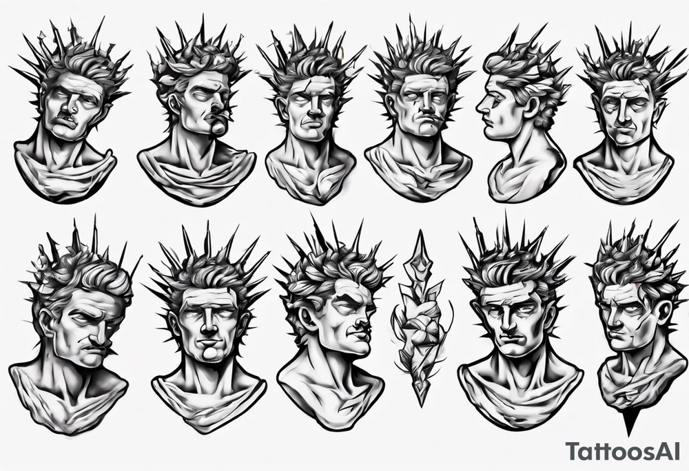 Bust of David with thorns tattoo idea