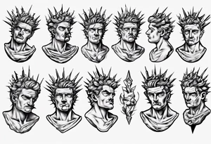 Bust of David with thorns tattoo idea