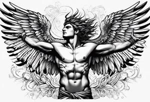 icarus greek design falling into an rainbow tattoo idea