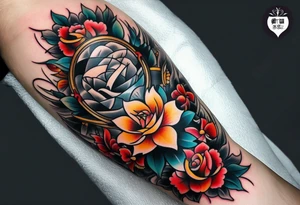 male neo traditional knee tattoo tattoo idea