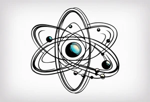 spiritual style atom with electron cloud tattoo idea