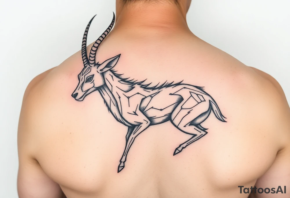 abstract jackelope mythical creature tattoo idea