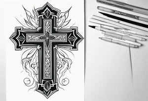 Cross and lightning tattoo idea
