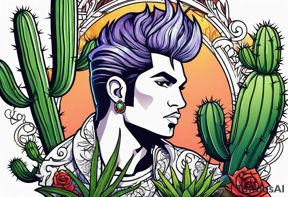 Silly cartoon character prince among men cactus tattoo idea