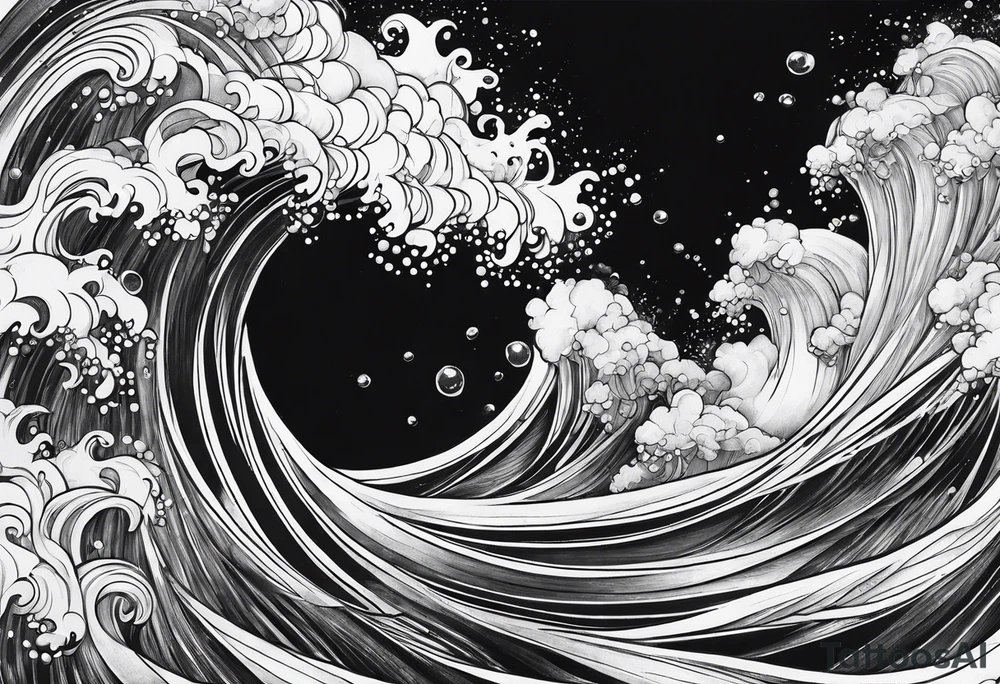 ocean waves bubbles tattoo idea
