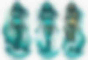a turquoise Na'vi woman standing in the sea with water for legs surrounded by crashing waves tattoo idea