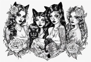 Three Sisters holdning a cat tattoo idea