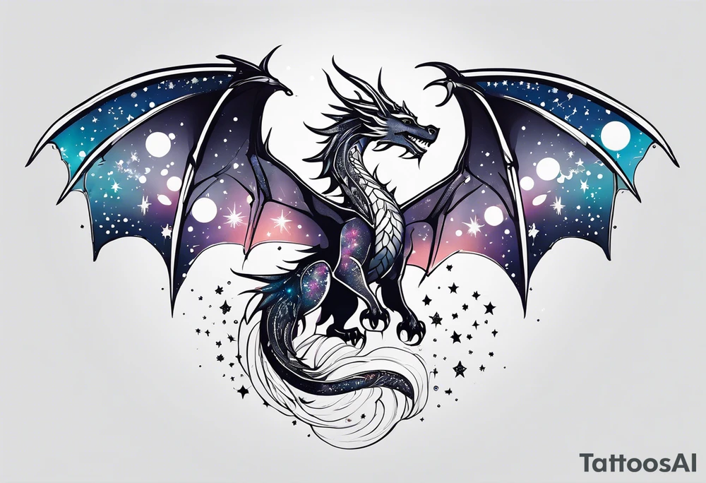 Constellation, wing , snow , cross , dragon cute tattoo idea