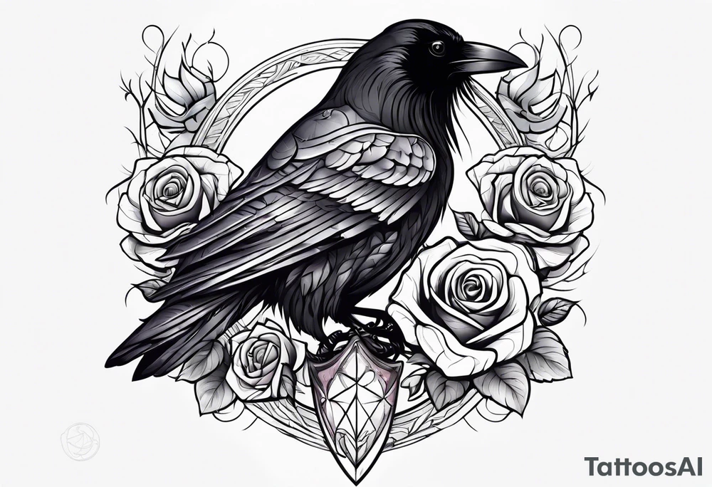Raven , tribal , light , roses , doll , scary tattoo idea Raven , tribal , light , roses , doll , scary tattoo idea