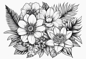 Jungle flowers safari tattoo idea