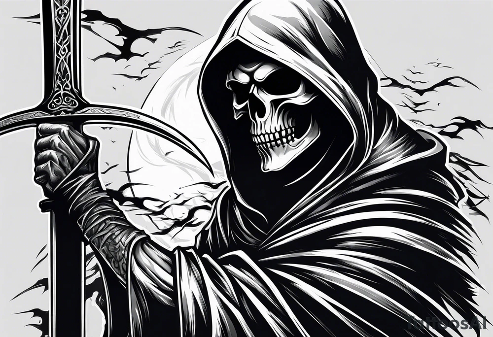 grim reaper with katana tattoo idea